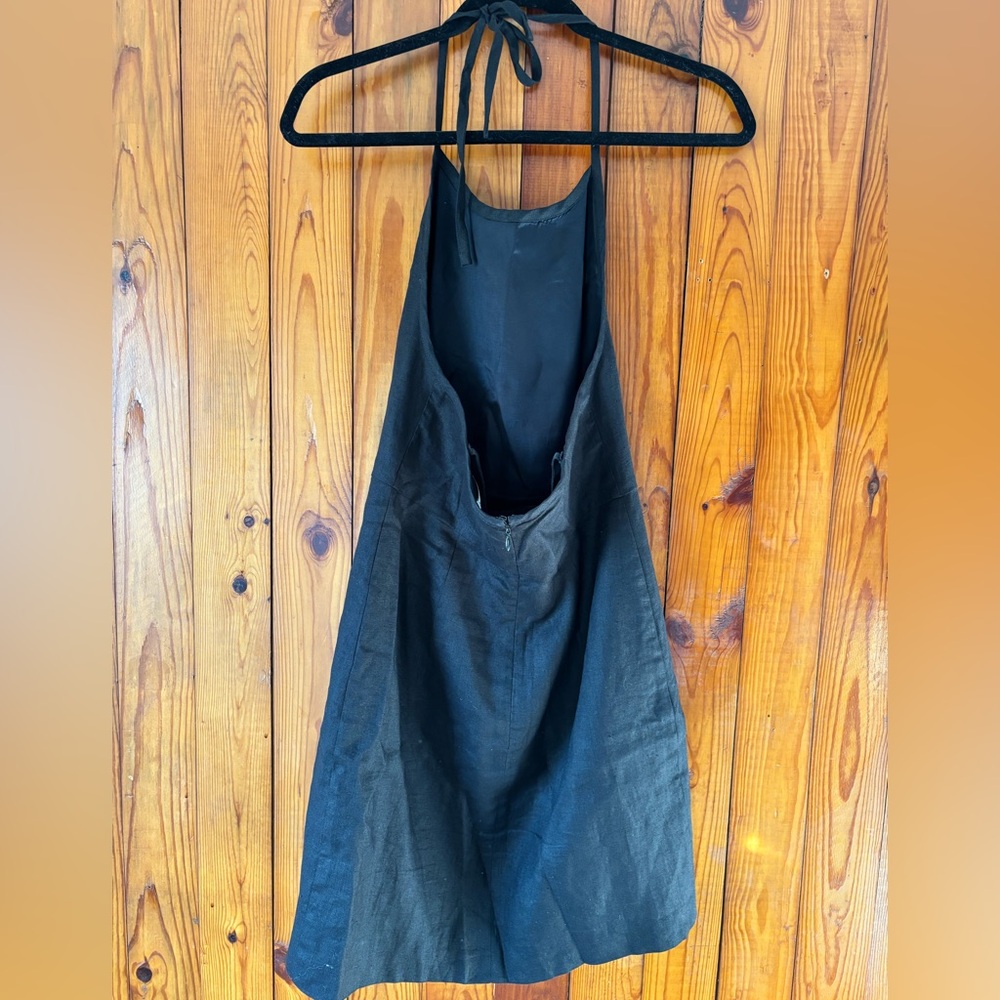 Vintage Karen Kane Linen Halter Black Dress date night formal concert festival - Picture 3 of 4
